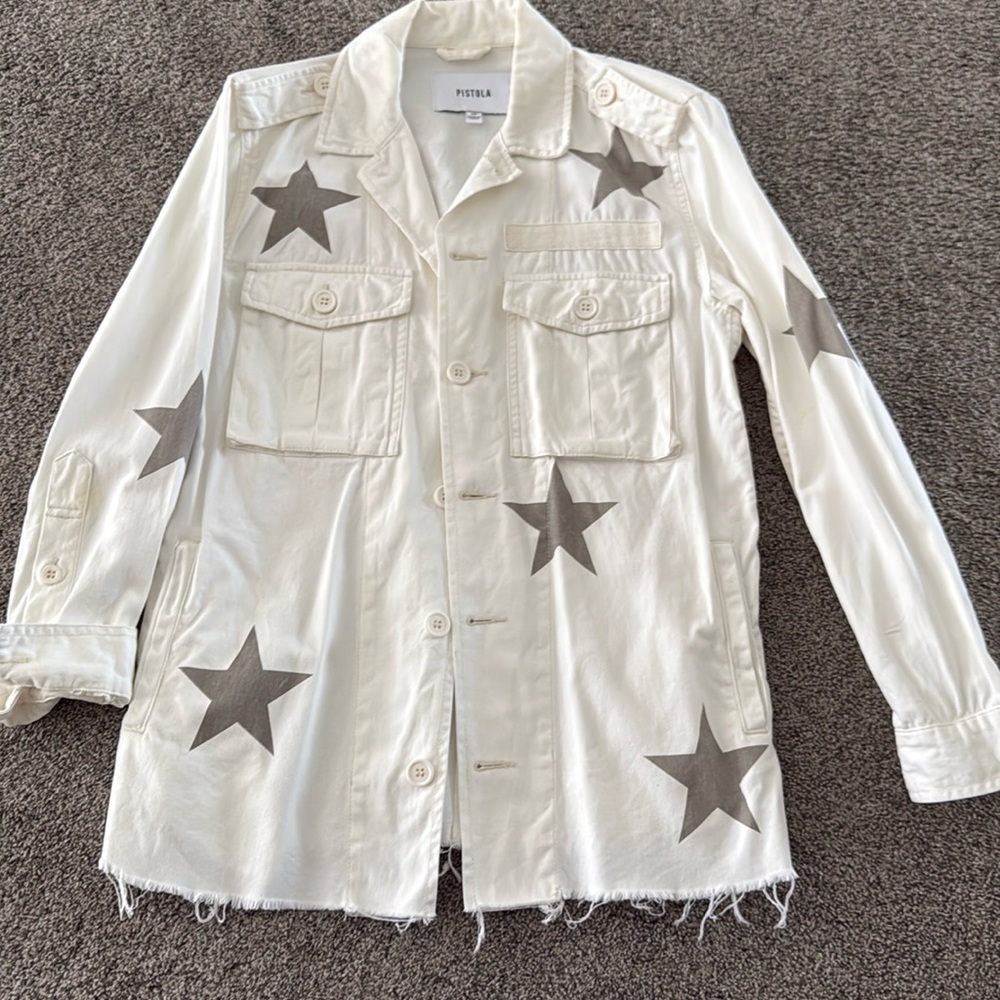 Pistola Denim White Star utility jacket with gray.